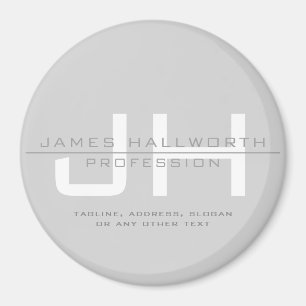 Modern Monogrammed Initials (or other text) Grey Magnet