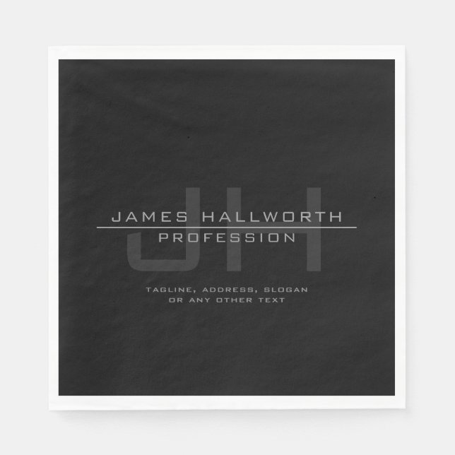 Modern Monogrammed Initials (or other text) Grey Napkin (Front)