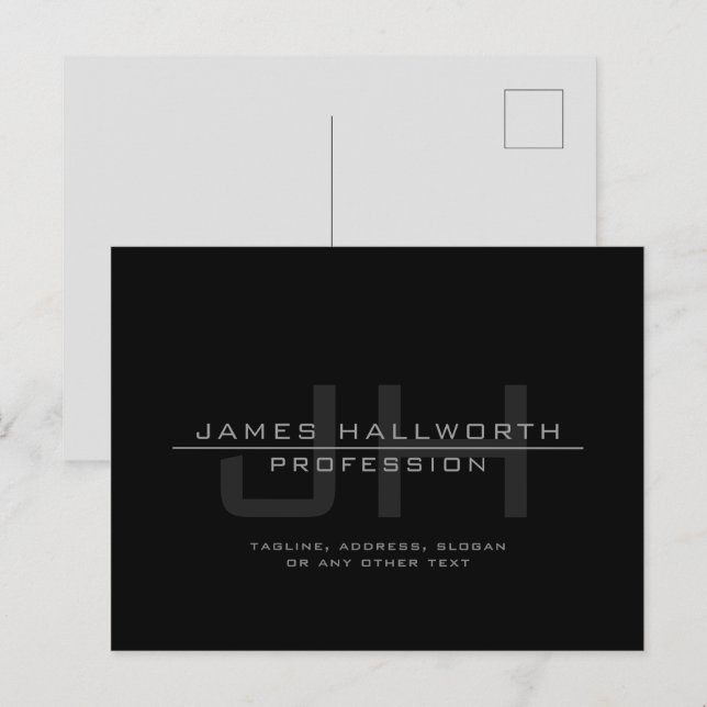 Modern Monogrammed Initials (or other text) Grey Postcard (Front/Back)