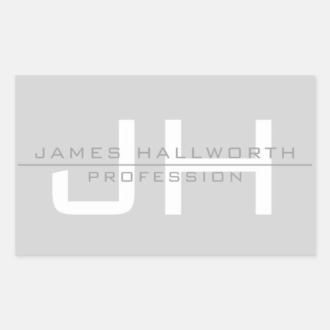 Modern Monogrammed Initials (or other text) Grey Rectangular Sticker (Front)