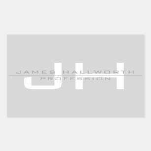 Modern Monogrammed Initials (or other text) Grey Rectangular Sticker