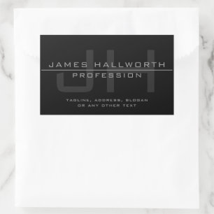Modern Monogrammed Initials (or other text) Grey Rectangular Sticker