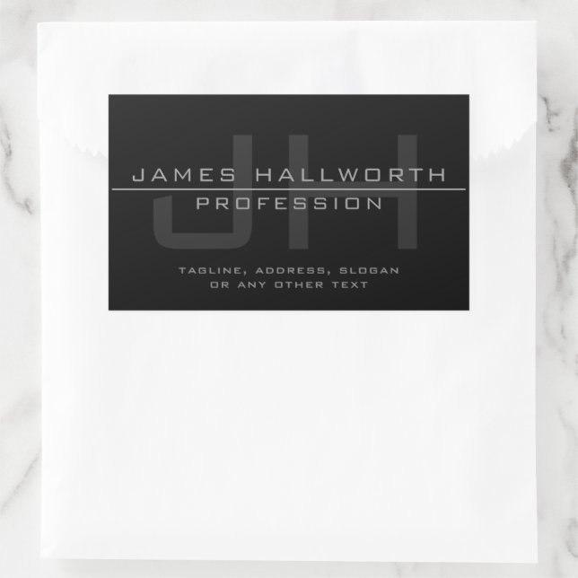 Modern Monogrammed Initials (or other text) Grey Rectangular Sticker (Bag)