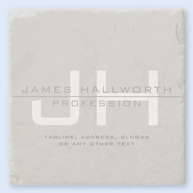 Modern Monogrammed Initials (or other text) Grey Stone Coaster (Creator Uploaded)