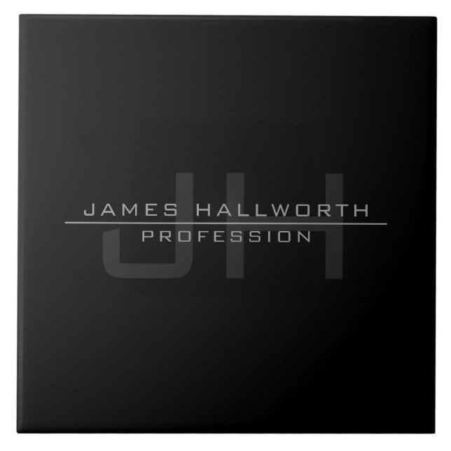 Modern Monogrammed Initials (or other text) Grey Tile (Front)