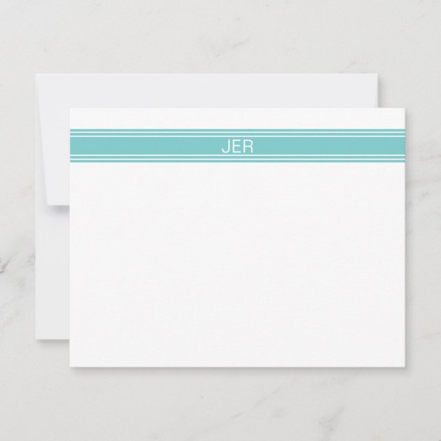 Modern Monogrammed Initials Simple Classic Aqua Card (Front)