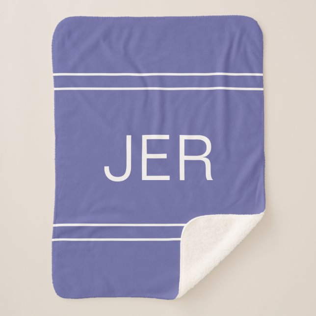 Modern Monogrammed Initials Trendy Peri Blue Cute Sherpa Blanket (Front)
