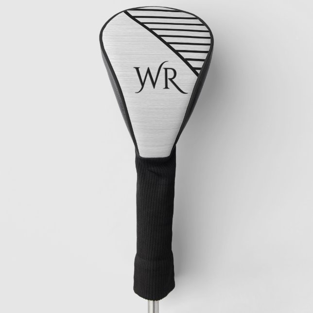 Modern Monogrammed Line Art Golf Head Cover (Front)