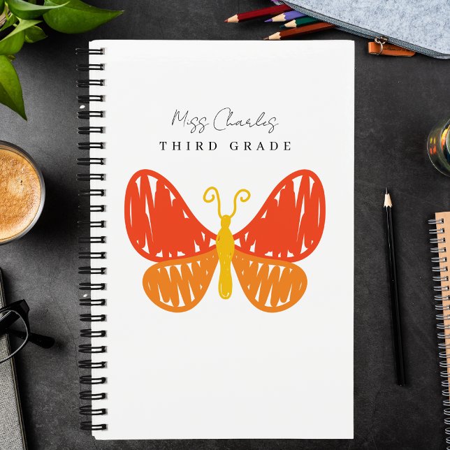 Modern Monogrammed Minimalist Teacher Appreciation Notebook (Creator Uploaded)