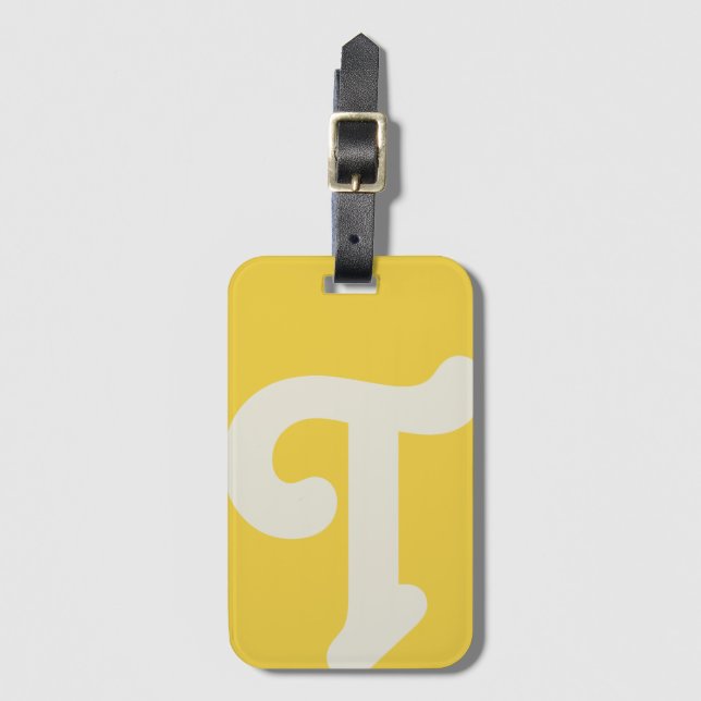 Modern Monogrammed Monogram Initial Bright Yellow Luggage Tag (Front Vertical)