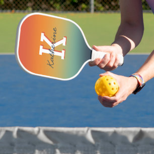 Modern Monogrammed Name Cool Gradient  Pickleball Paddle