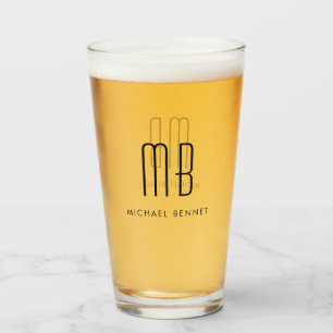 Modern Monogrammed Name Glass