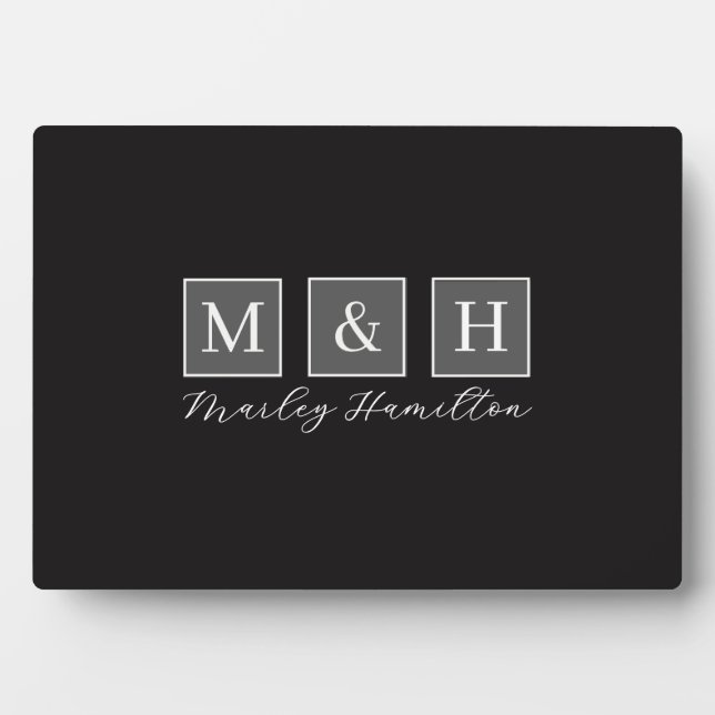 Modern Monogrammed Name Plaque (Front)