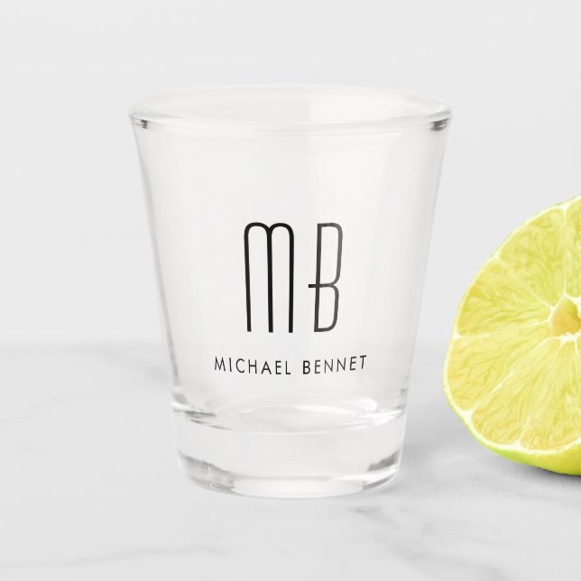 Modern Monogrammed Name  Shot Glass (Front)