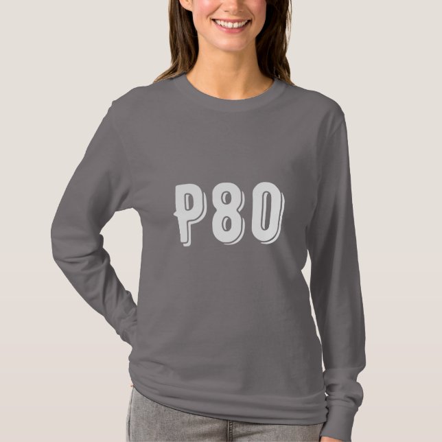 Modern monogrammed P80 teen grey T-Shirt (Front)
