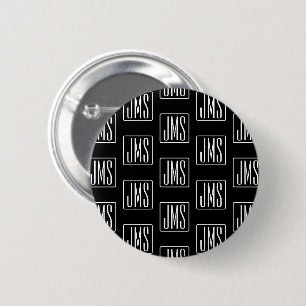 Modern Monogrammed Pattern Black & White 6 Cm Round Badge