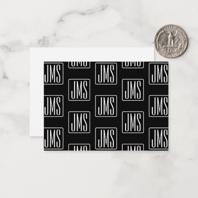 Modern Monogrammed Pattern | Black & White Card (Front/Back In Situ)