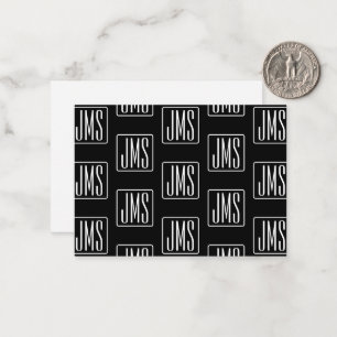 Modern Monogrammed Pattern   Black & White Card