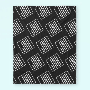 Modern Monogrammed Pattern   Black & White Fleece Blanket