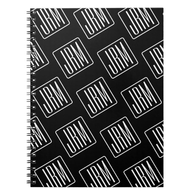 Modern Monogrammed Pattern | Black & White Notebook (Front)