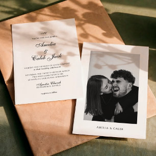 Modern Monogrammed Photo Wedding Invitation