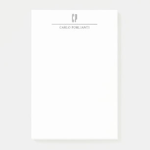 Modern Monogrammed Professional Plain Simple Name Post-it Notes