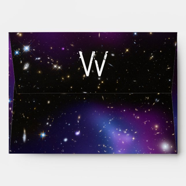 Modern Monogrammed Purple Galaxy Cluster Envelope (Back (Top Flap))