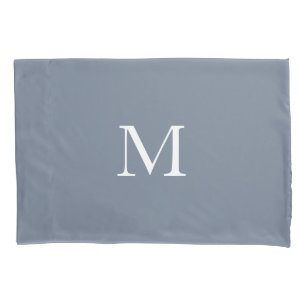Modern Monogrammed Solid Dusty Blue  Pillowcase
