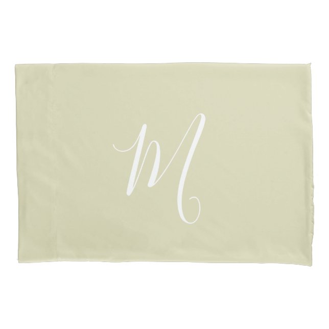 Modern Monogrammed Solid Green Pillowcase (Front-Left)