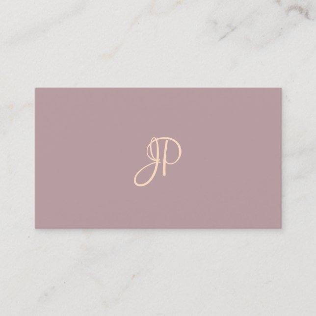 Modern Monogrammed Template Calligraphed Script Business Card (Front)
