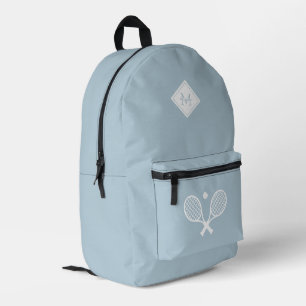 Modern Monogrammed Tennis Player Minimalist Printed Backpack