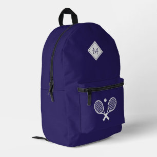Modern Monogrammed Tennis Player Minimalist Printed Backpack