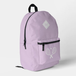 Modern Monogrammed Tennis Player Minimalist Printed Backpack