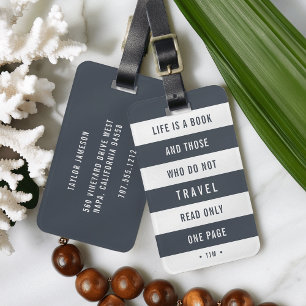 Modern Monogrammed Travel Quote Luggage Tag