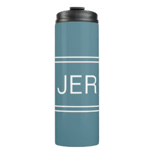 Modern Monogrammed Turquoise Green Stylish Drink Thermal Tumbler