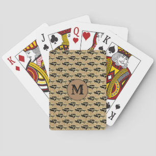 Modern Monogrammed Vintage Car Men Gift Playing Cards