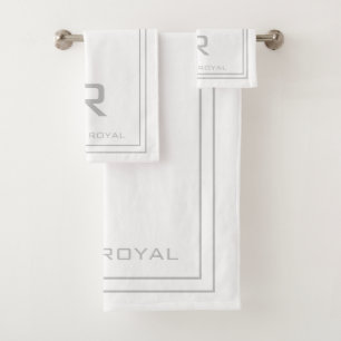 Modern Monogrammed White Hotel Hospitality  Bath Towel Set