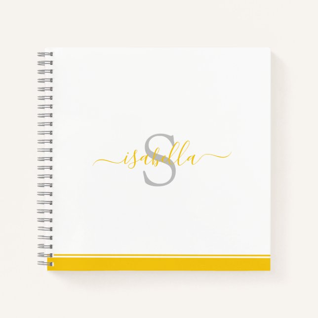 Modern Monogrammed Yellow Notebook (Front)