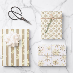 Modern Monotone Black White Snowflake  Wrapping Paper Sheet