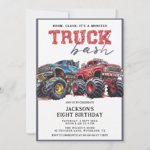 Modern Monster Truck Birthday Party Invitation