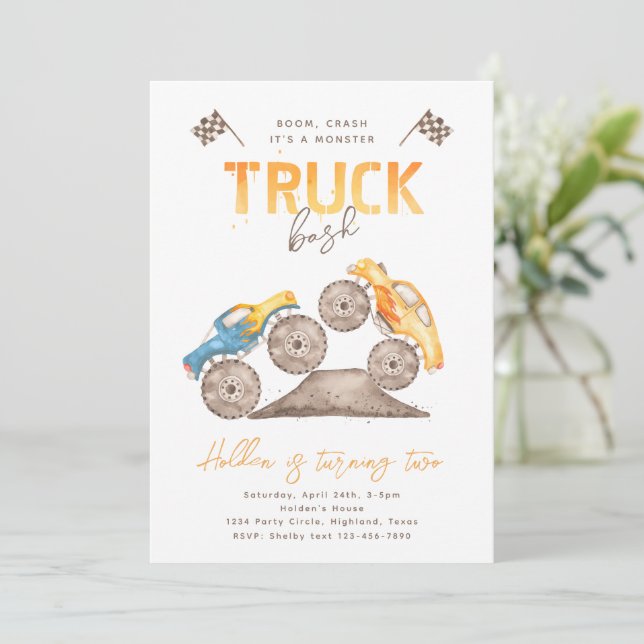 Modern Monster Truck Invitation | Trucks (Standing Front)