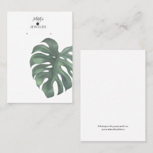 Modern Monstera Earring Display Business Card