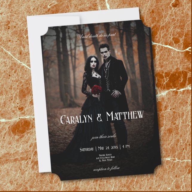 Modern Moody Gothic Photo Dark Wedding Invitation (Modern Moody Gothic Photo Dark Wedding Invitation)