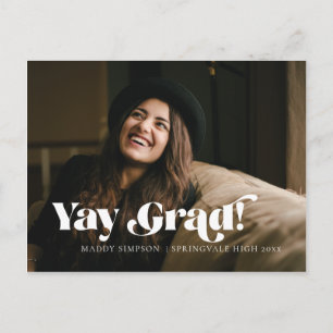 Modern Moody Minimalist Neutral Photo Graduation Announcement Postcard