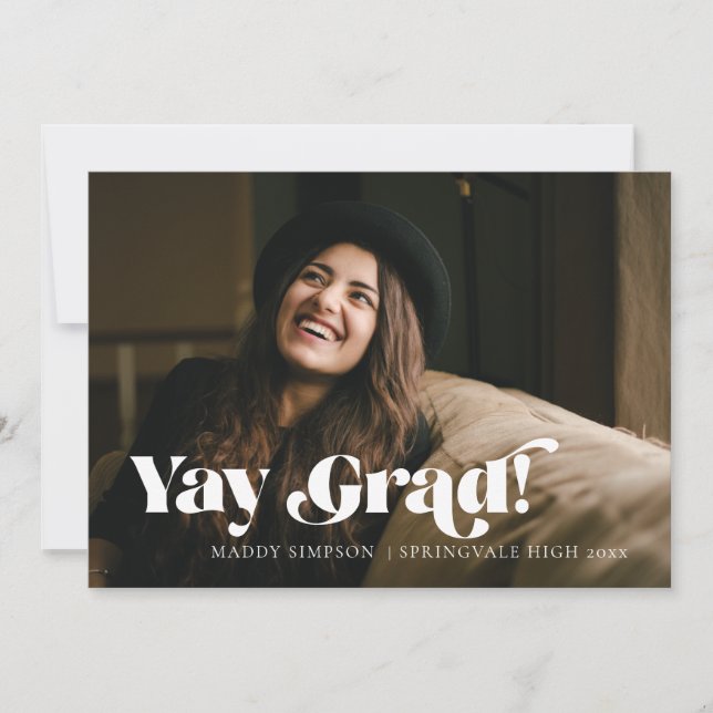 Modern Moody Minimalist Photo Graduation Announcement (Front)