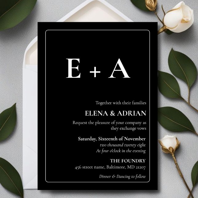 Modern Moody Photo Wedding Invitation with QR code (Creator Uploaded)