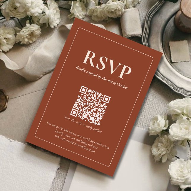 Modern Moody Wedding RSVP Card with QR code (Creator Uploaded)