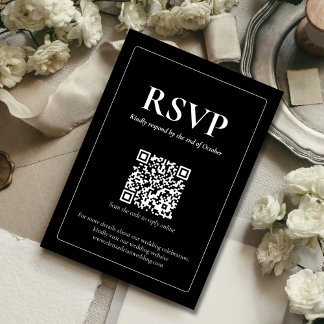 Modern Moody Wedding RSVP Card with QR code