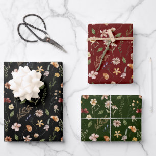 Modern Moody Winter Botanical Christmas Floral Wra Wrapping Paper Sheet