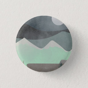Modern Moon and Mountains Abstract Landscape Art 3 Cm Round Badge
